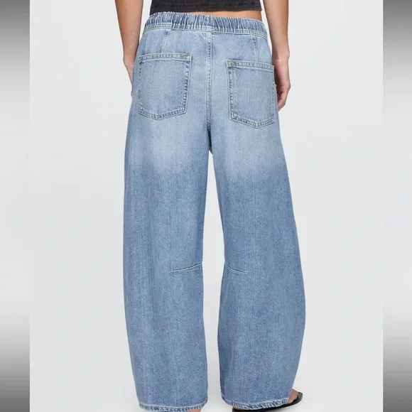 GAP Mid Rise Easy Horseshoe Light Wash Barrel Jeans Wide Leg Ultrasoft TALL 2025 - Picture 3 of 8